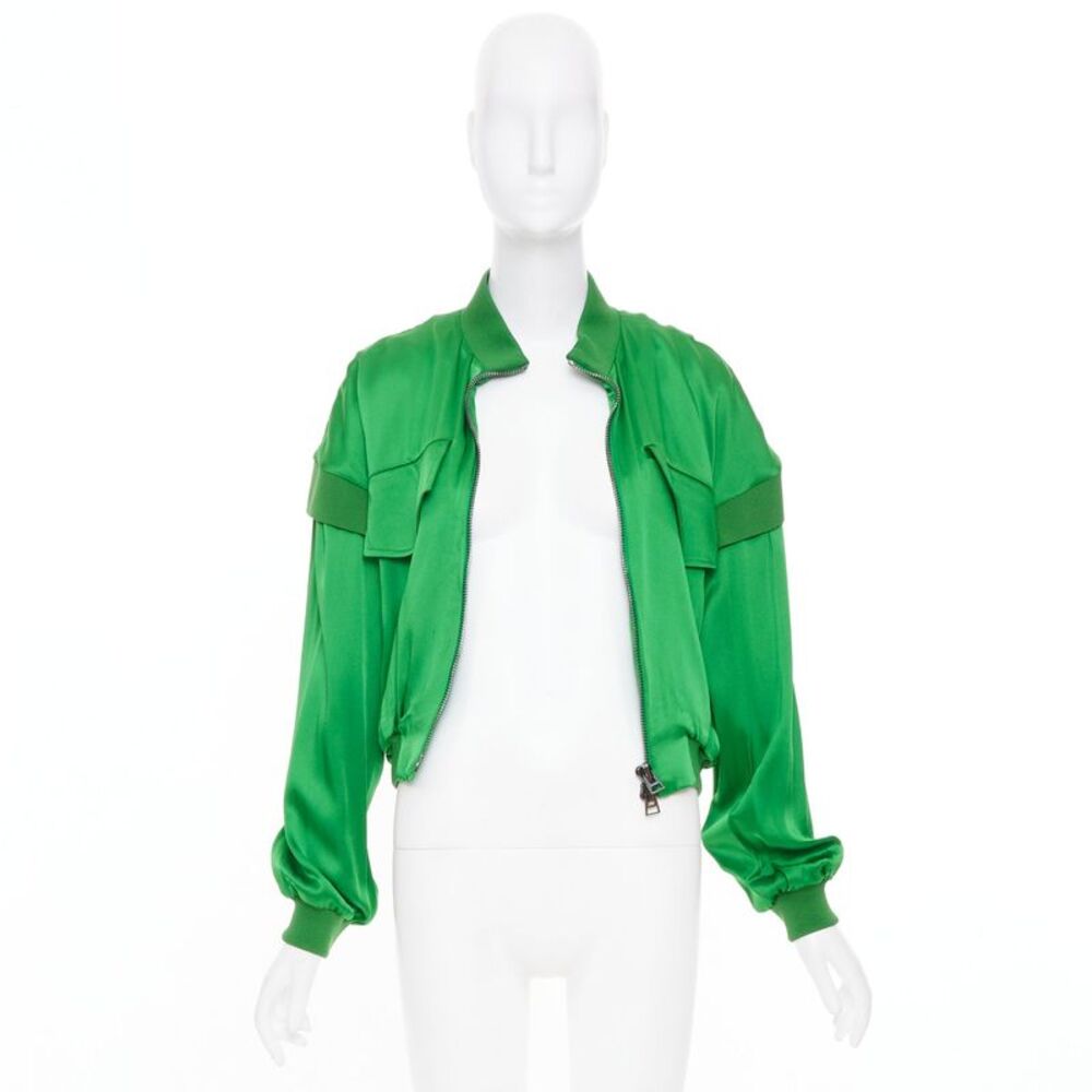 Tom Ford Green Satin Panel Bomber Jacket - Picture 9 of 9
